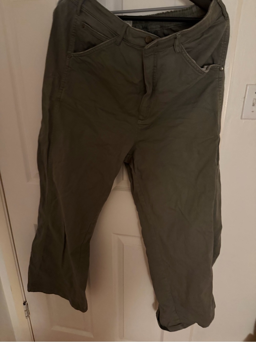 Pilcro Wide-Leg High-Rise Pants in Olive - Picture 3 of 5